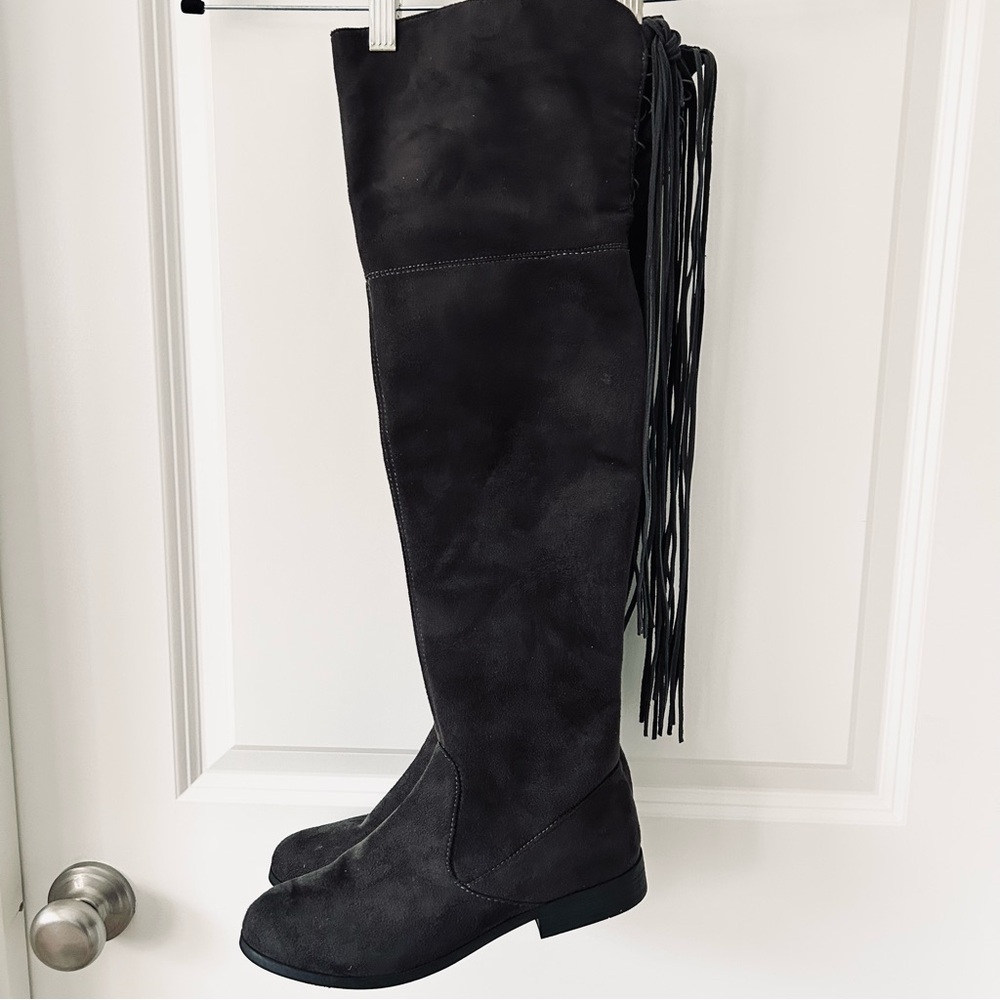 LFL by Lust for Life Gray Suede Over the Knee Boots 7.5